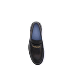 Versace Black Calf Leather Bos Taurus Slip-On Loafers
