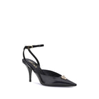 Versace Black Calf Leather Bos Taurus High Heel Pumps