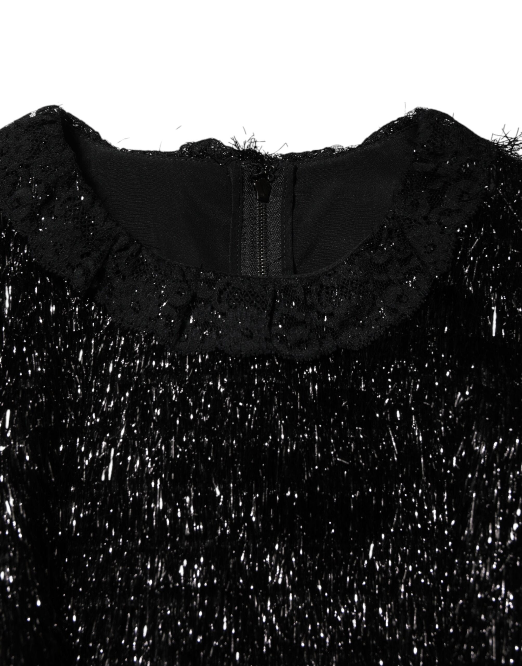 Dolce & Gabbana Metallic Black Polyester A-line Midi Dress