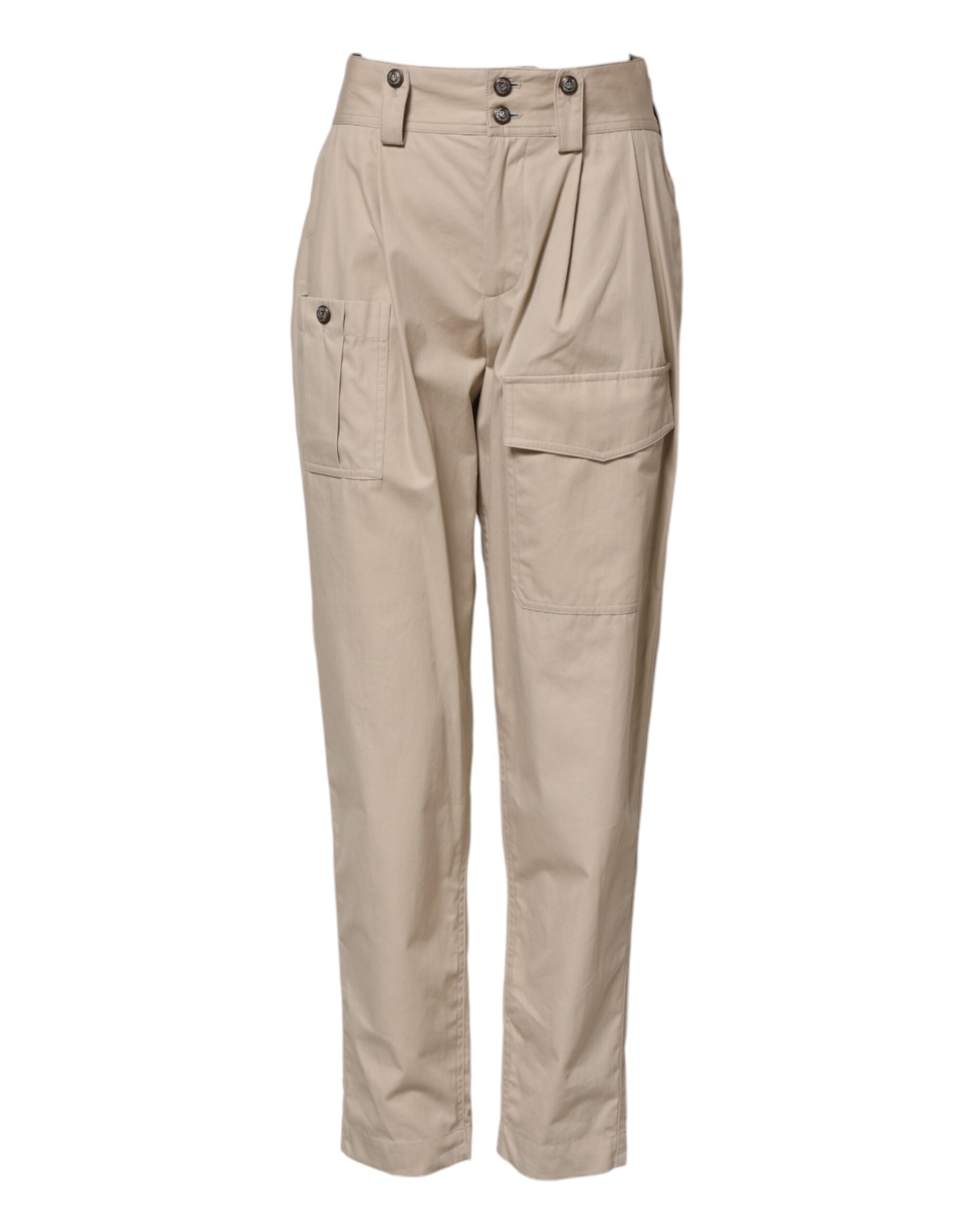 Dolce & Gabbana Beige Cotton High Waisted Pants