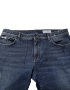 Dolce & Gabbana Blue Cotton Mid Waisted Straight Denim Jeans