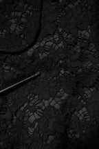 Dolce & Gabbana Black Floral Lace Cotton Collared Jacket