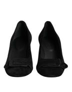 DEL CARLO Black Suede Leather Slip On High Heels Pump Shoes