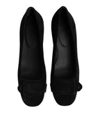 DEL CARLO Black Suede Leather Slip On High Heels Pump Shoes