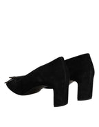 DEL CARLO Black Suede Leather Slip On High Heels Pump Shoes