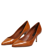Dolce & Gabbana Brown Leather Stiletto Heel Pumps Shoes