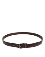 Dolce & Gabbana Brown Classic Silver Metal Logo Buckle Belt