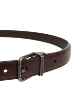 Dolce & Gabbana Brown Classic Silver Metal Logo Buckle Belt