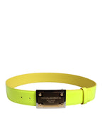Dolce & Gabbana Yellow Green Classic Metal Logo Buckle Belt