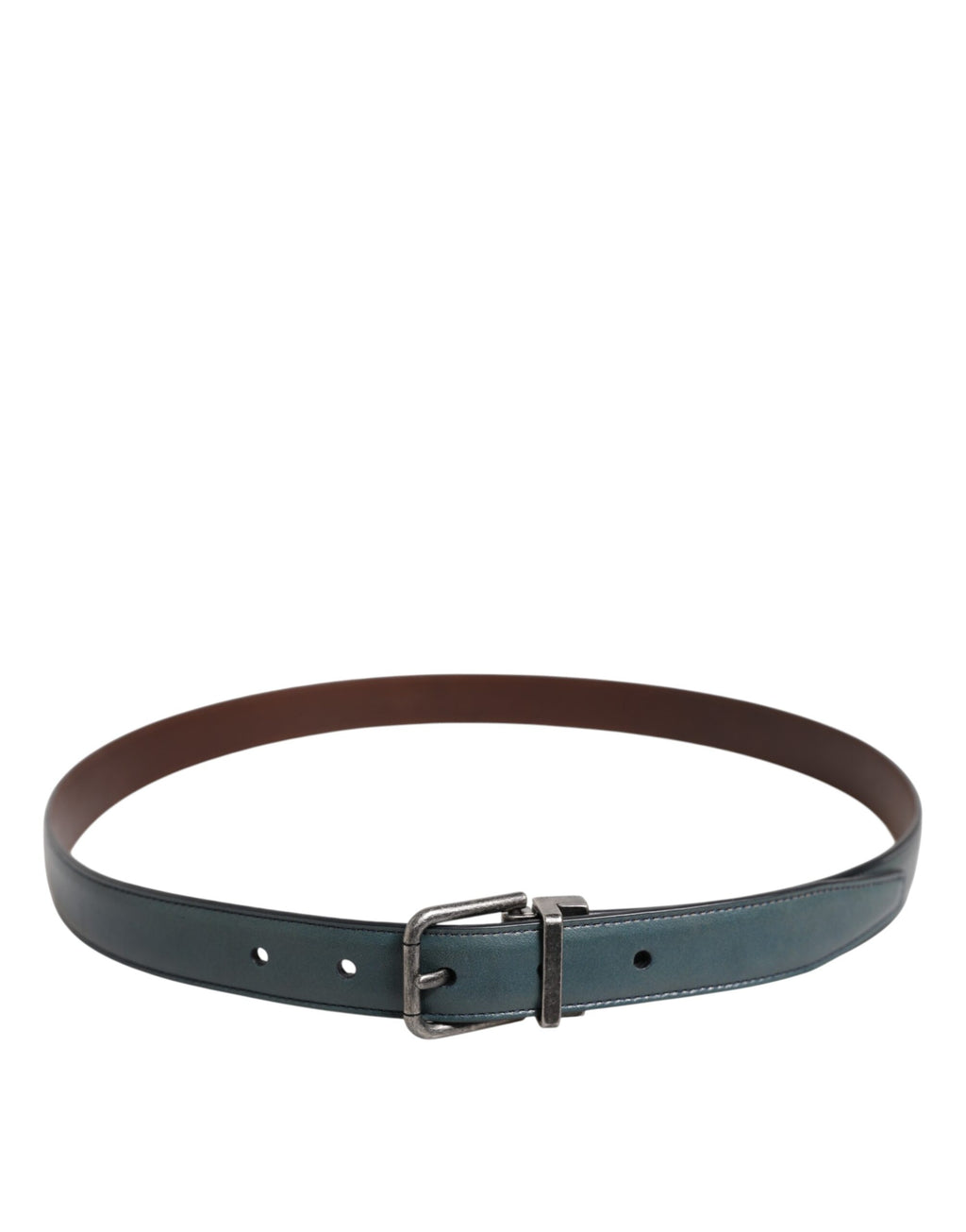 Dolce & Gabbana Green Classic Leather Metal Logo Buckle Belt