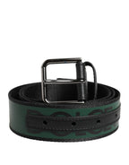 Dolce & Gabbana Green Black Polyester DG Logo Buckle Belt