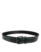 Dolce & Gabbana Green Black Polyester DG Logo Buckle Belt