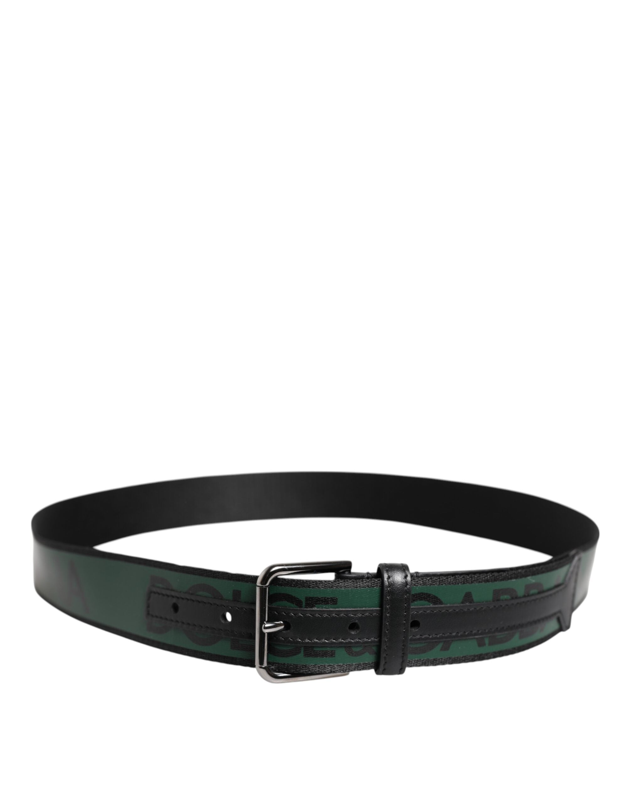 Dolce & Gabbana Green Black Polyester DG Logo Buckle Belt