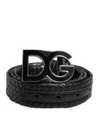 Dolce & Gabbana Black Classic Leather DG Logo Buckle Belt