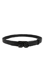 Dolce & Gabbana Black Classic Leather DG Logo Buckle Belt