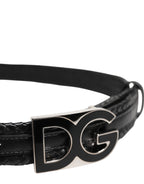 Dolce & Gabbana Black Classic Leather DG Logo Buckle Belt