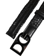 Dolce & Gabbana Black Classic Leather DG Logo Buckle Belt