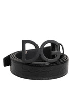 Dolce & Gabbana Black Leather Classic Metal DG Buckle Belt