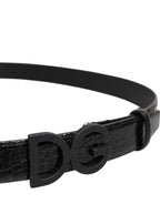 Dolce & Gabbana Black Leather Classic Metal DG Buckle Belt
