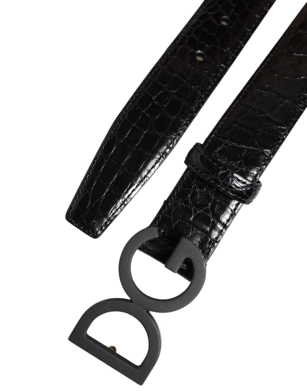 Dolce & Gabbana Black Leather Classic Metal DG Buckle Belt