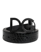 Dolce & Gabbana Black Leather Classic Metal DG Buckle Belt