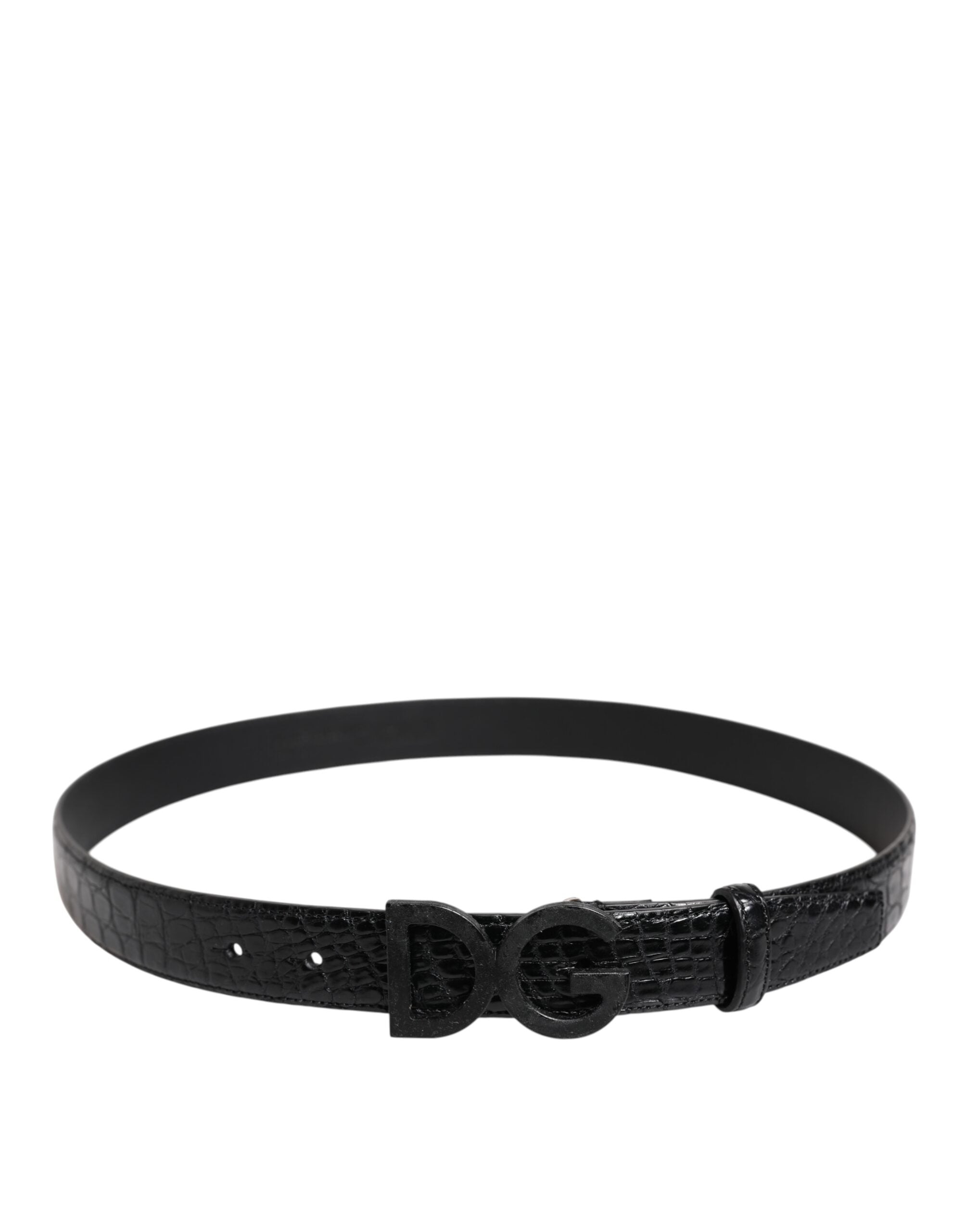 Dolce & Gabbana Black Leather Classic Metal DG Buckle Belt