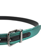 Dolce & Gabbana Green Black Polyester Metal Buckle Belt