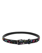 Dolce & Gabbana Black Sequin Embellished Metal Buckle Belt