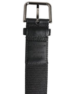 Dolce & Gabbana Blue Black Polyester Metal Buckle Belt