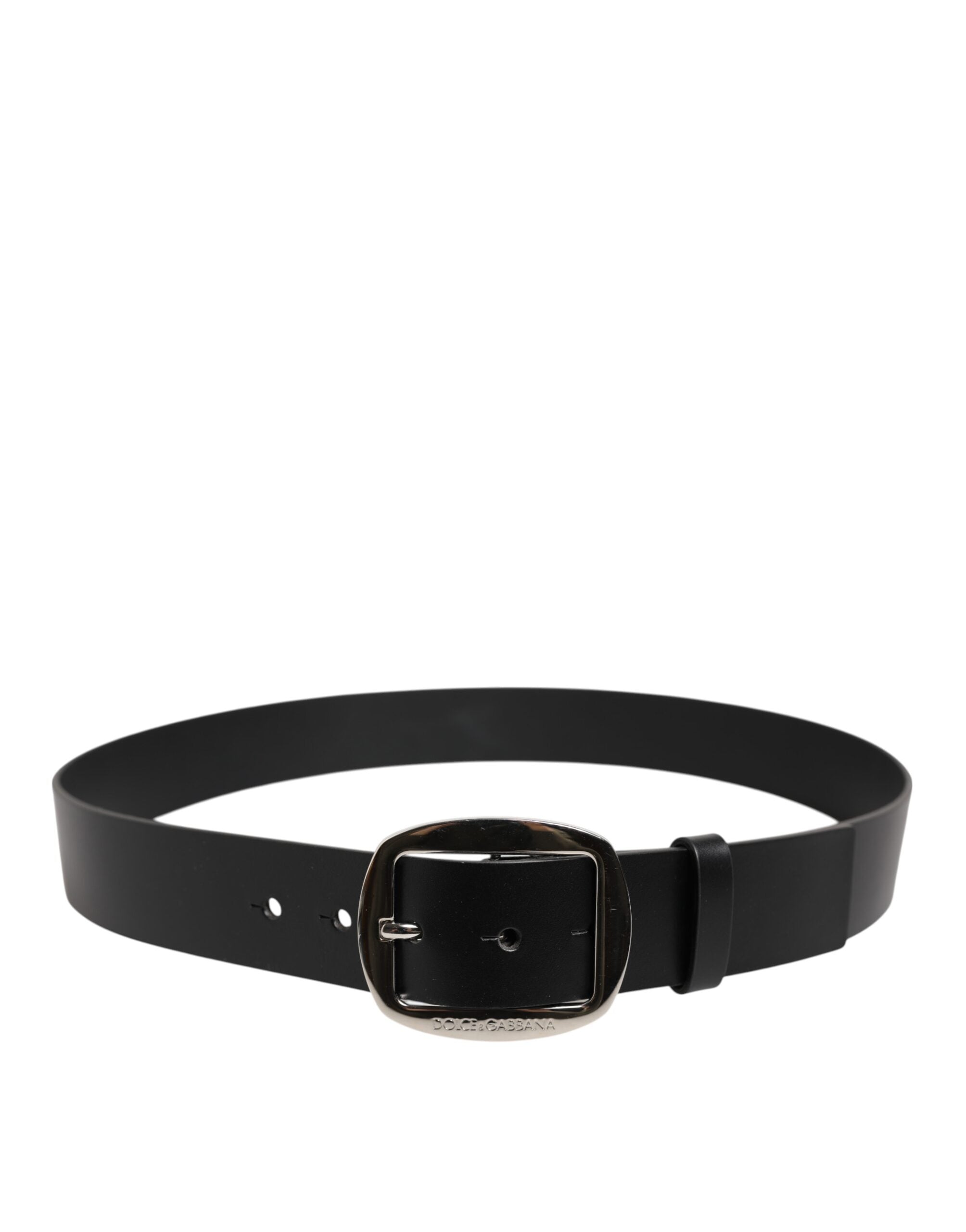 Dolce & Gabbana Black Leather Classic Metal Buckle Belt