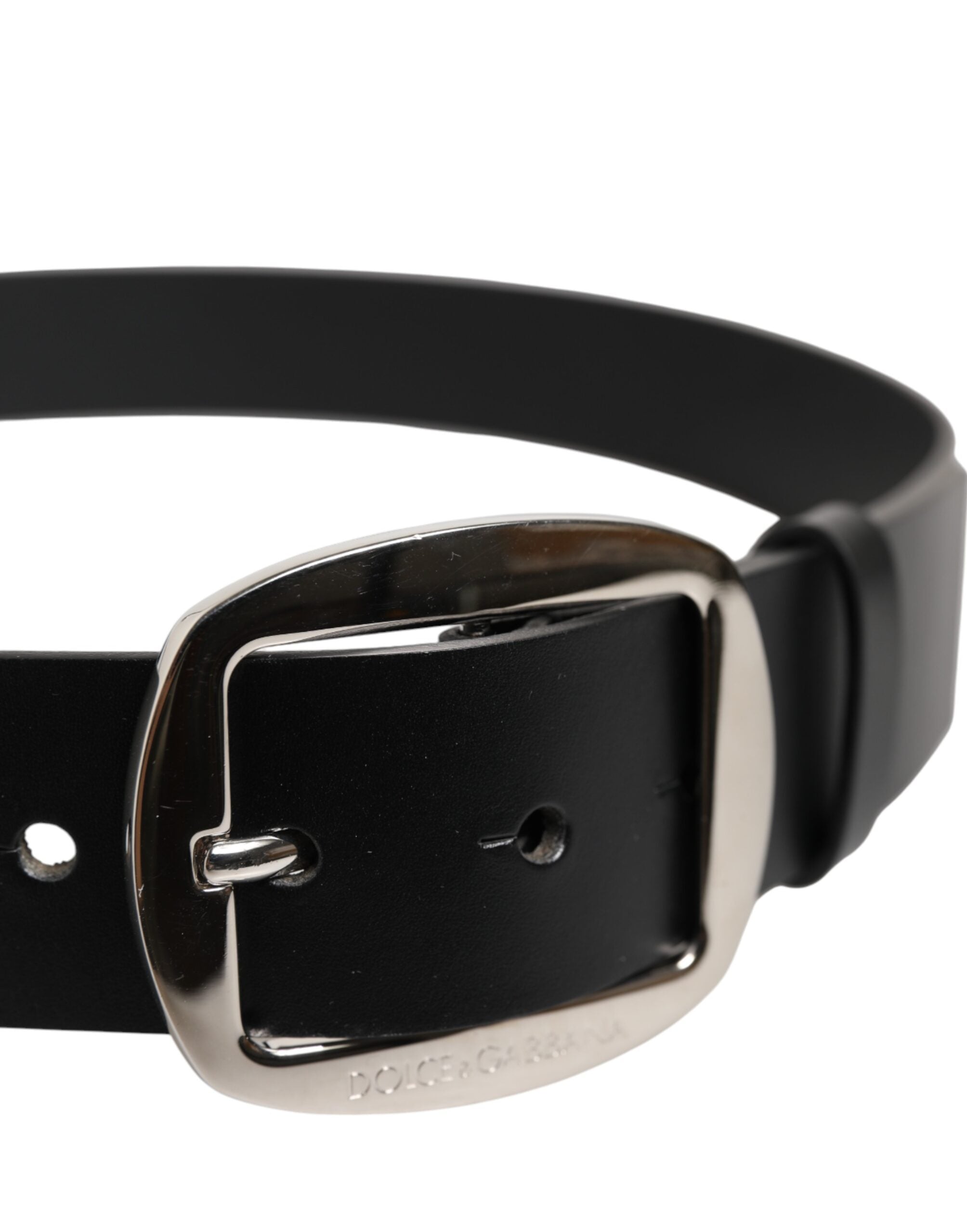 Dolce & Gabbana Black Leather Classic Metal Buckle Belt