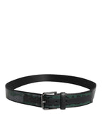 Dolce & Gabbana Green Black Polyester DG Logo Buckle Belt
