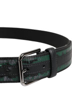 Dolce & Gabbana Green Black Polyester DG Logo Buckle Belt