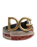Dolce & Gabbana Multicolor Exotic Leather DG Logo Buckle Belt
