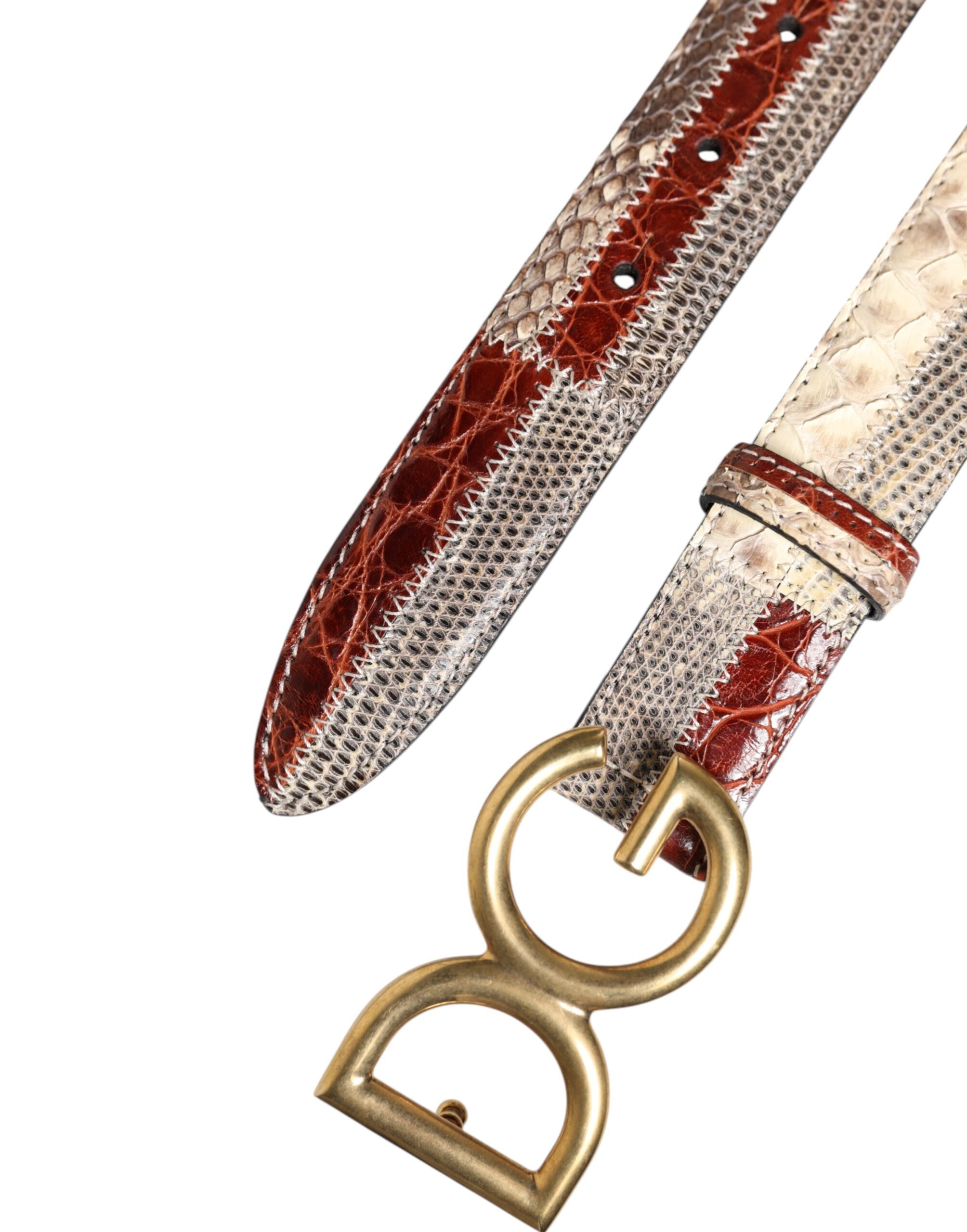 Dolce & Gabbana Multicolor Exotic Leather DG Logo Buckle Belt