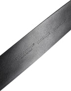 Dolce & Gabbana Black Leather Studded DG Metal Buckle Belt