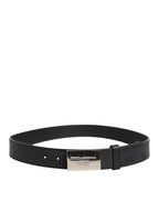Dolce & Gabbana Black Leather Classic Metal Logo Buckle Belt