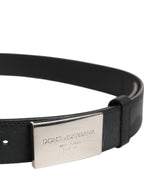 Dolce & Gabbana Black Leather Classic Metal Logo Buckle Belt
