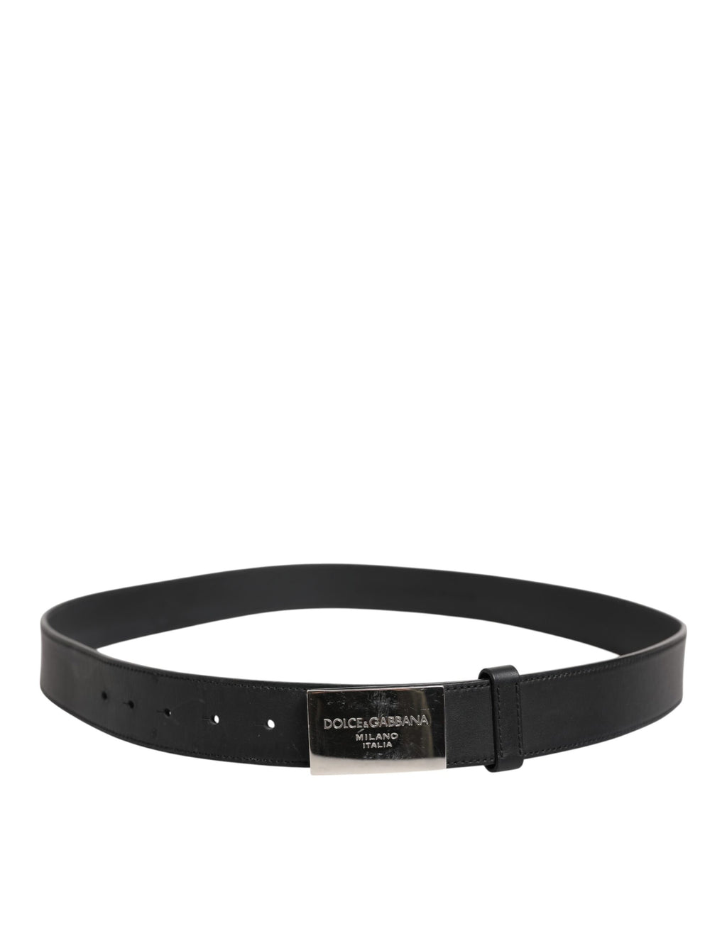Dolce & Gabbana Black Leather Classic Metal Logo Buckle Belt