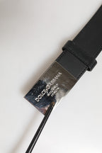 Dolce & Gabbana Black Leather Classic Metal Logo Buckle Belt
