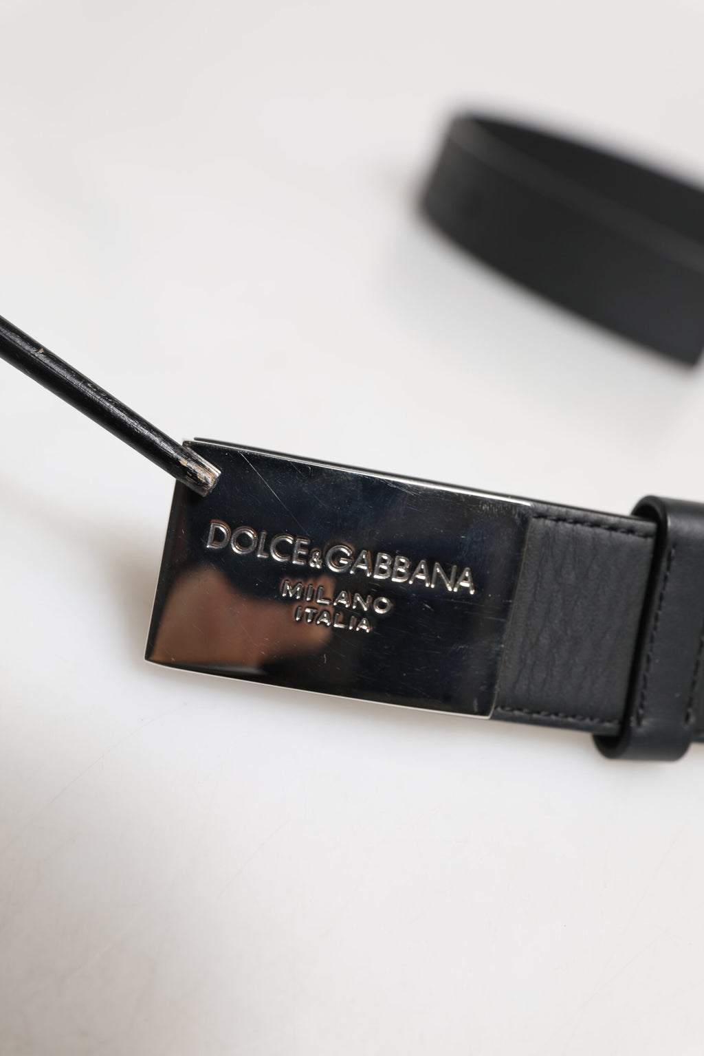 Dolce & Gabbana Black Leather Metal Logo Buckle Belt