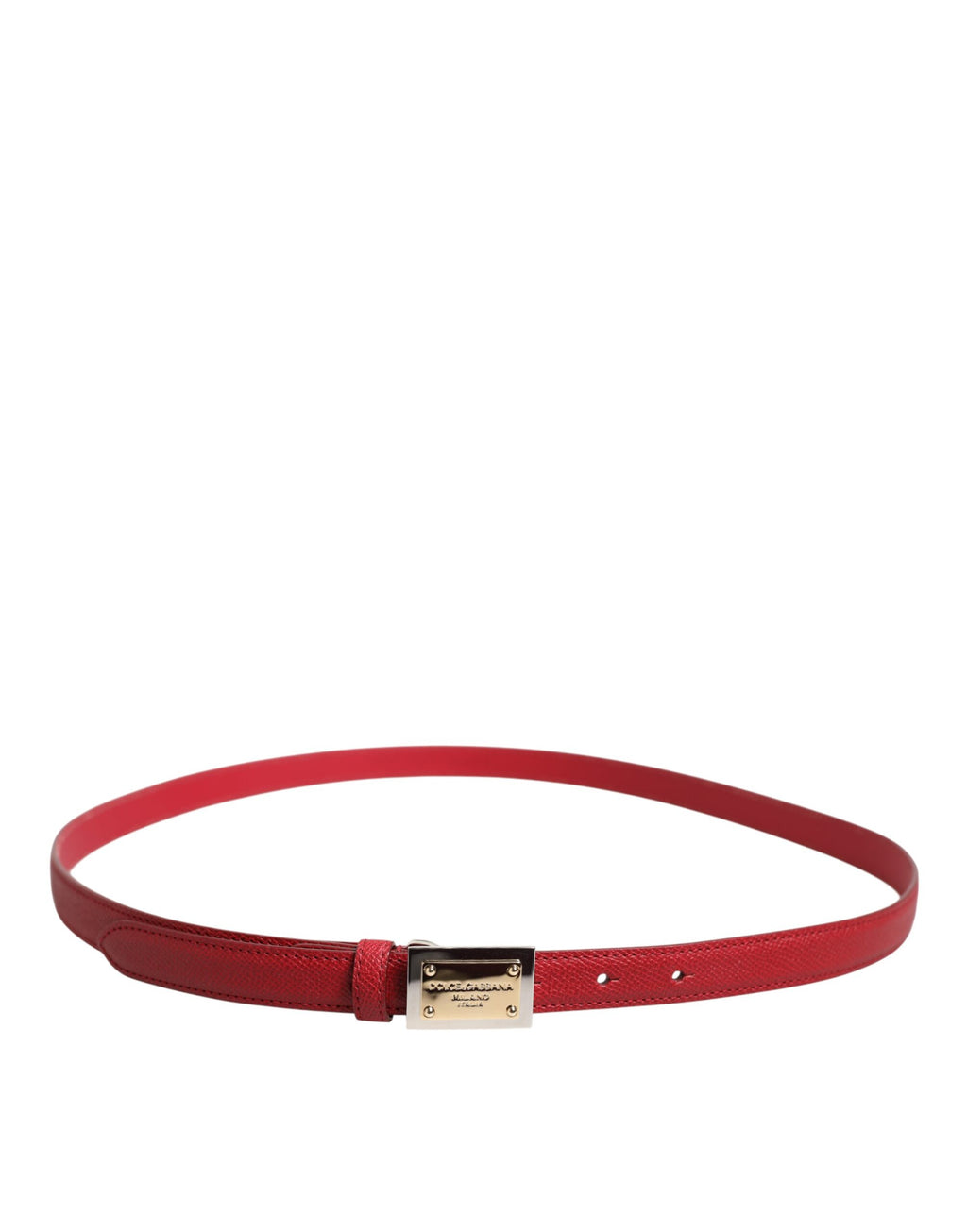 Dolce & Gabbana Red Leather Square Metal Buckle Cintura Belt