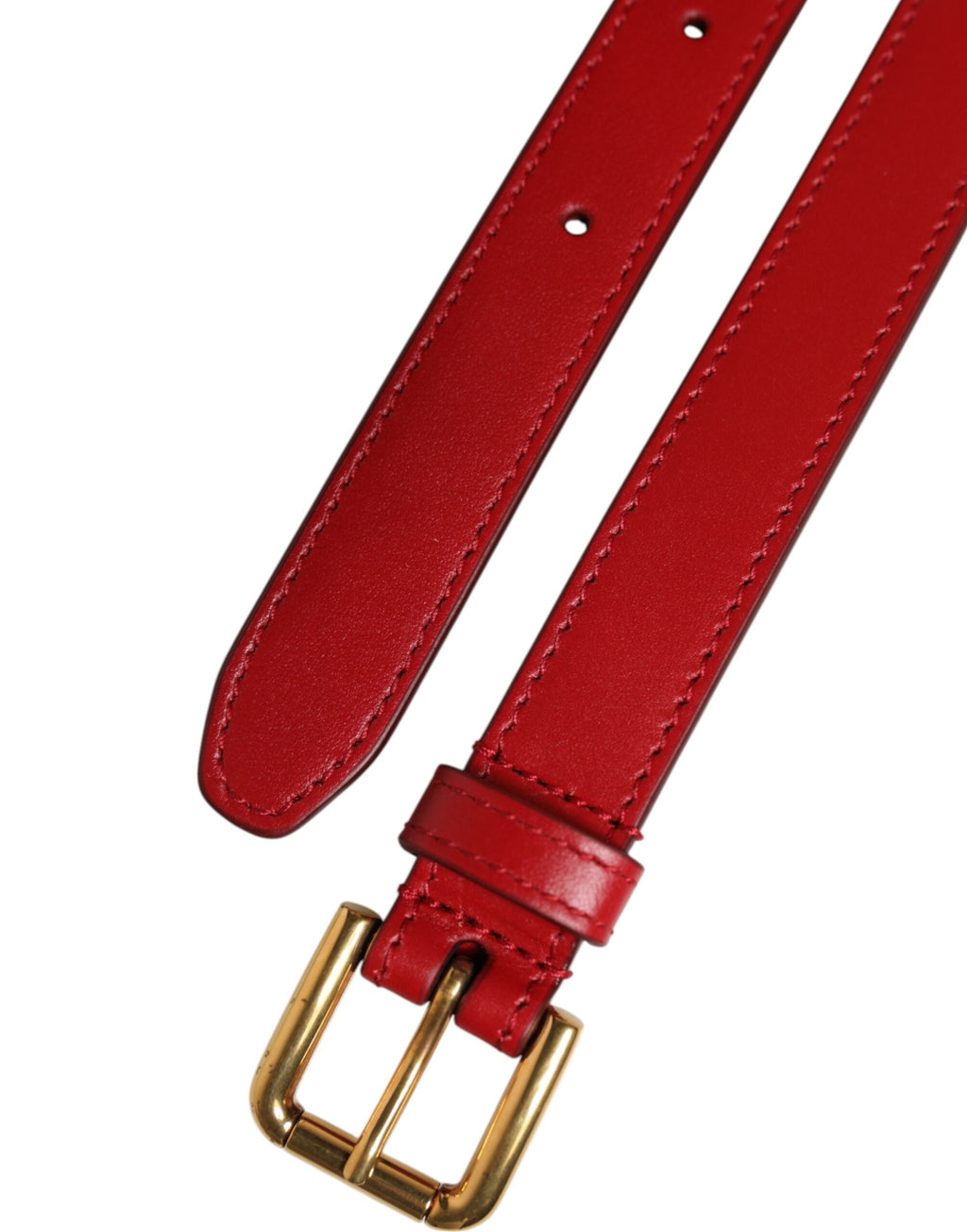 Dolce & Gabbana Red Logo Engraved Metal Waist Buckle Belt
