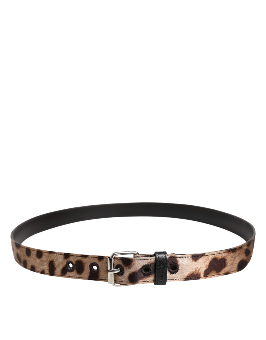 Dolce & Gabbana Brown Leopard Silver Metal Buckle Belt