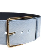 Dolce & Gabbana Two Tone Blue Denim Gold Metal Buckle Belt