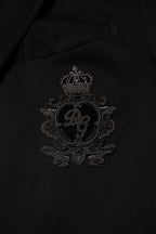 Dolce & Gabbana Black Viscose DG Crown Blazer Coat Jacket