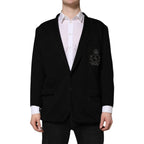 Dolce & Gabbana Black Viscose DG Crown Blazer Coat Jacket