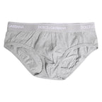 Dolce & Gabbana Gray Cotton Stretch Regular Brief Underwear