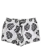 Dolce & Gabbana White Black Print Beachwear Shorts Swimwear