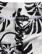 Dolce & Gabbana White Black Print Beachwear Shorts Swimwear